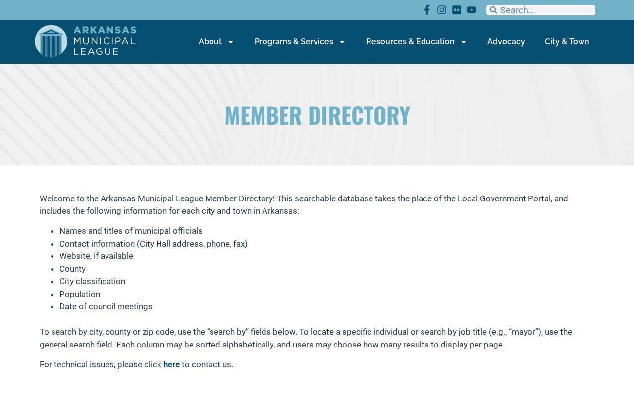 Municipal directory search controls for Perry County city contacts